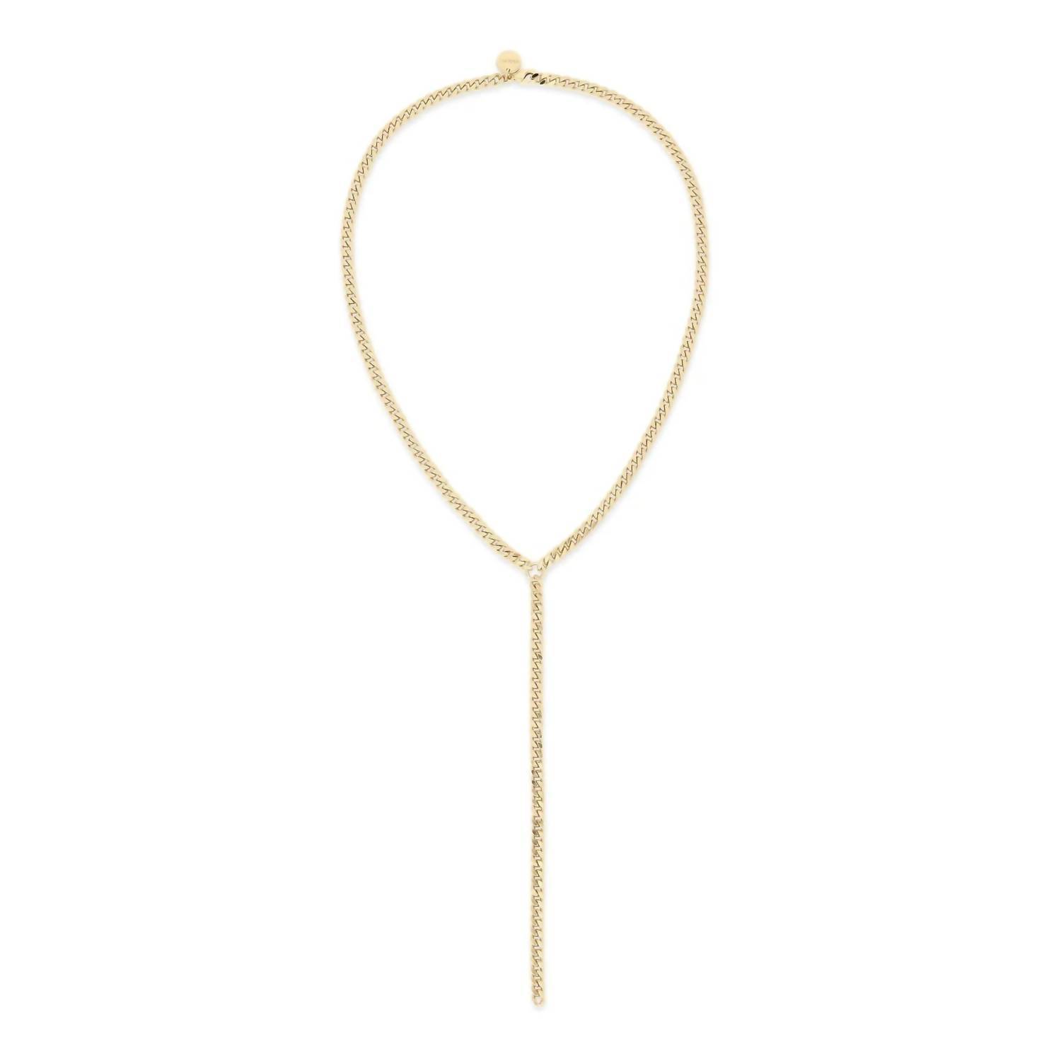 New Eklexic Women's Micro Link Curb Chain Lariat Necklace In Gold